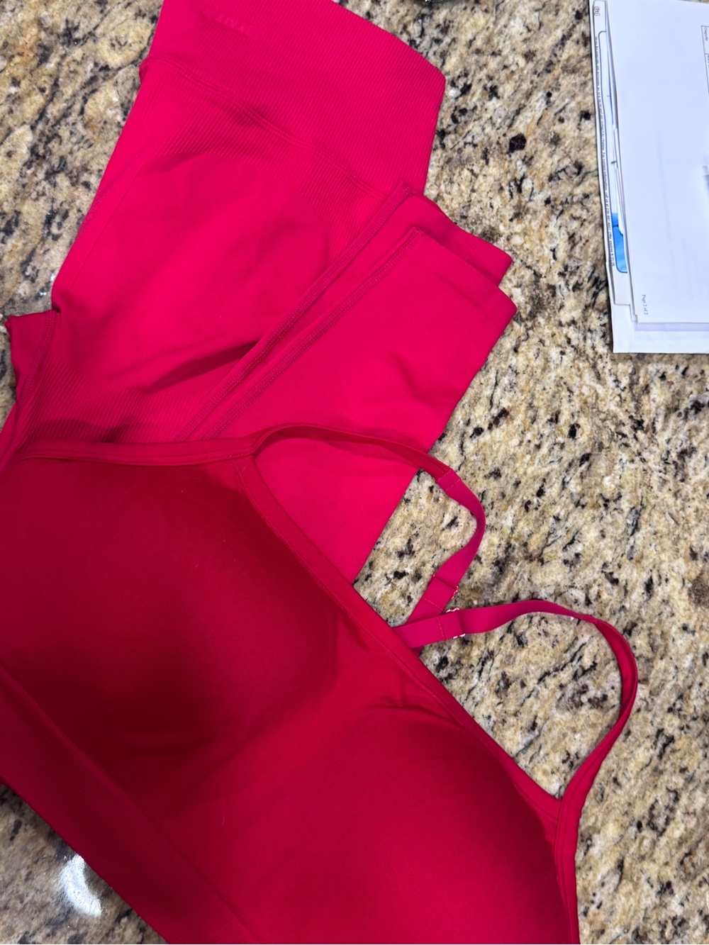 Victoria's Secret PINK Red Seamless leggings & bra set. Top XL and bottom XS